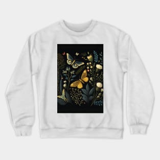 Dark Cottagecore Moth + Butterfly Forest Scene Crewneck Sweatshirt